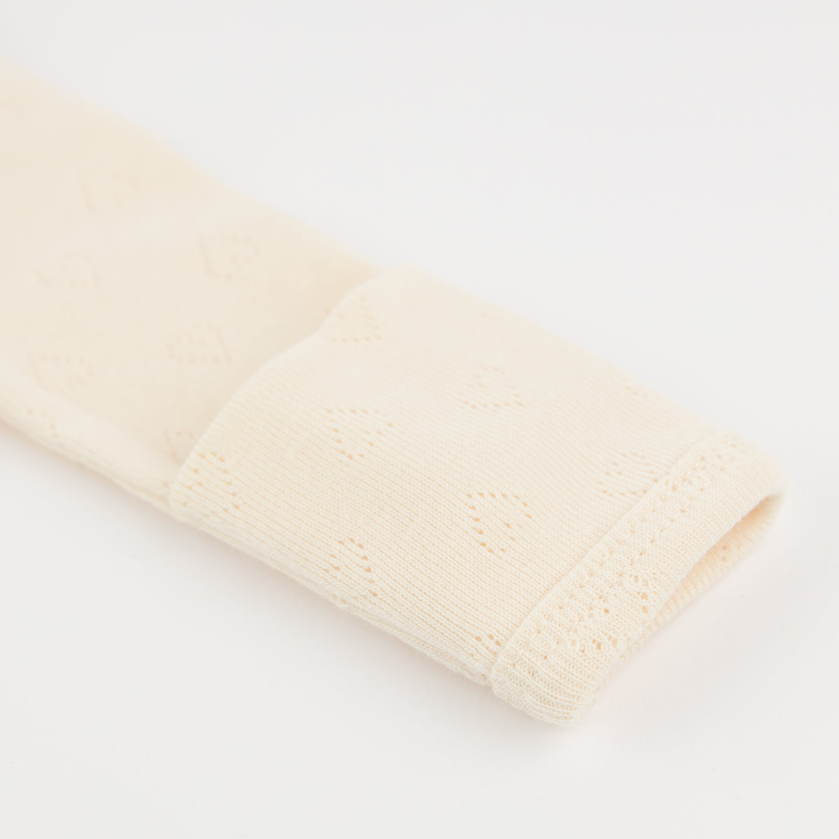 oh baby! Zipper Footie - Hearts Pointelle - Natural - Mitts
