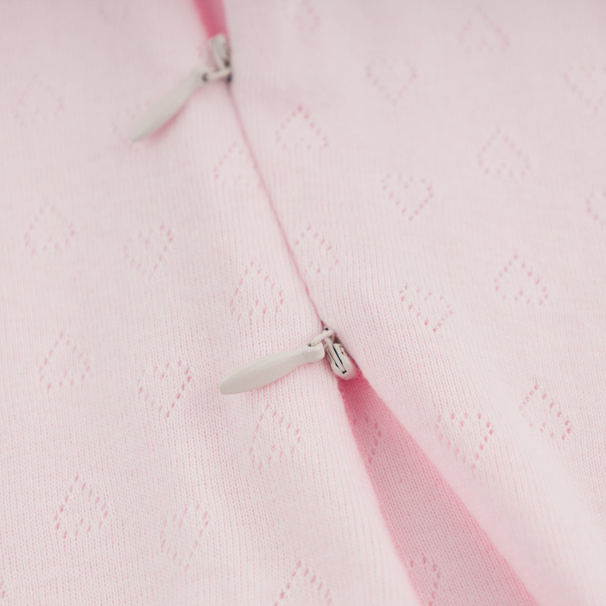 oh baby! Zipper Footie - Hearts Pointelle Pico Edge - Pale Pink - 2-way zipper
