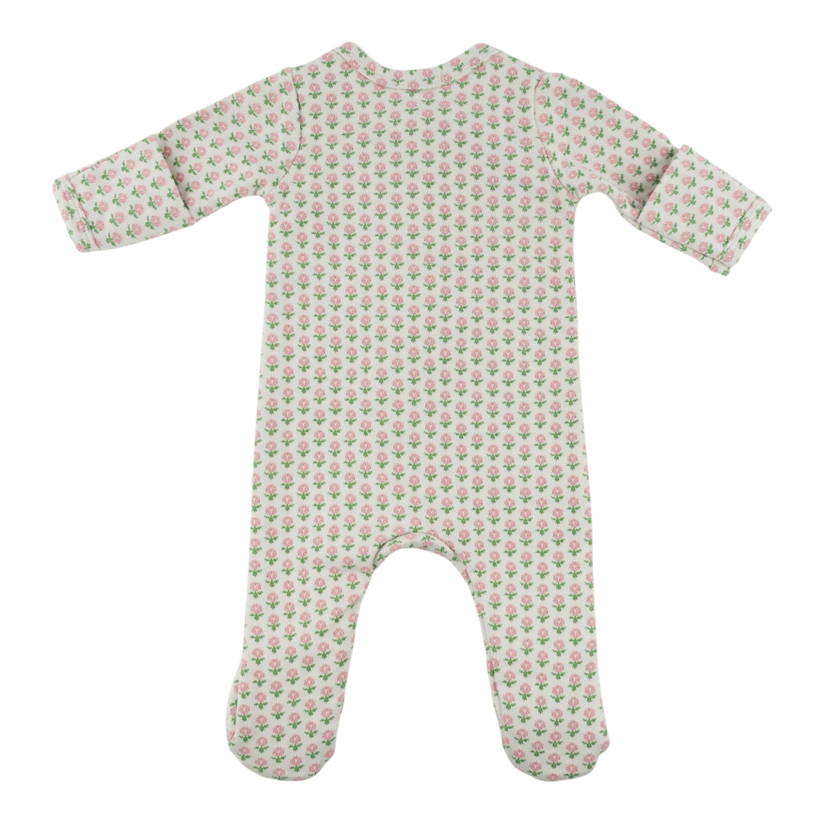 oh baby! Double Knit Footie - Tulips - Pink - Back