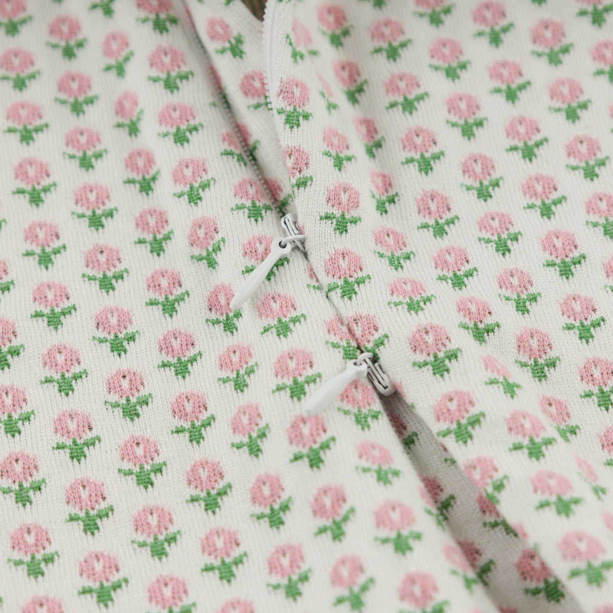 oh baby! Double Knit Footie - Tulips - Pink - Two Way Zipper