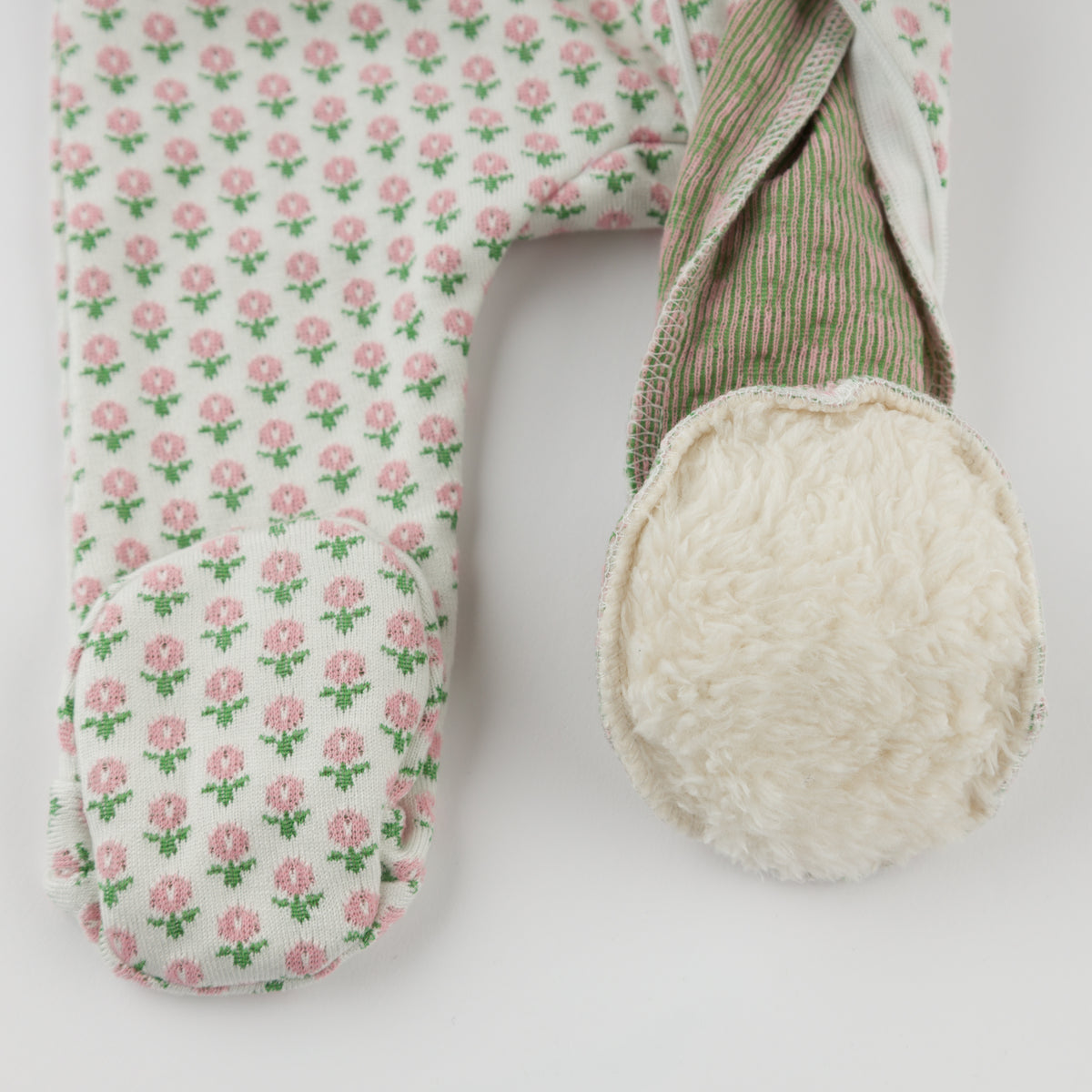 oh baby! Double Knit Footie - Tulips - Pink - Lined Feet