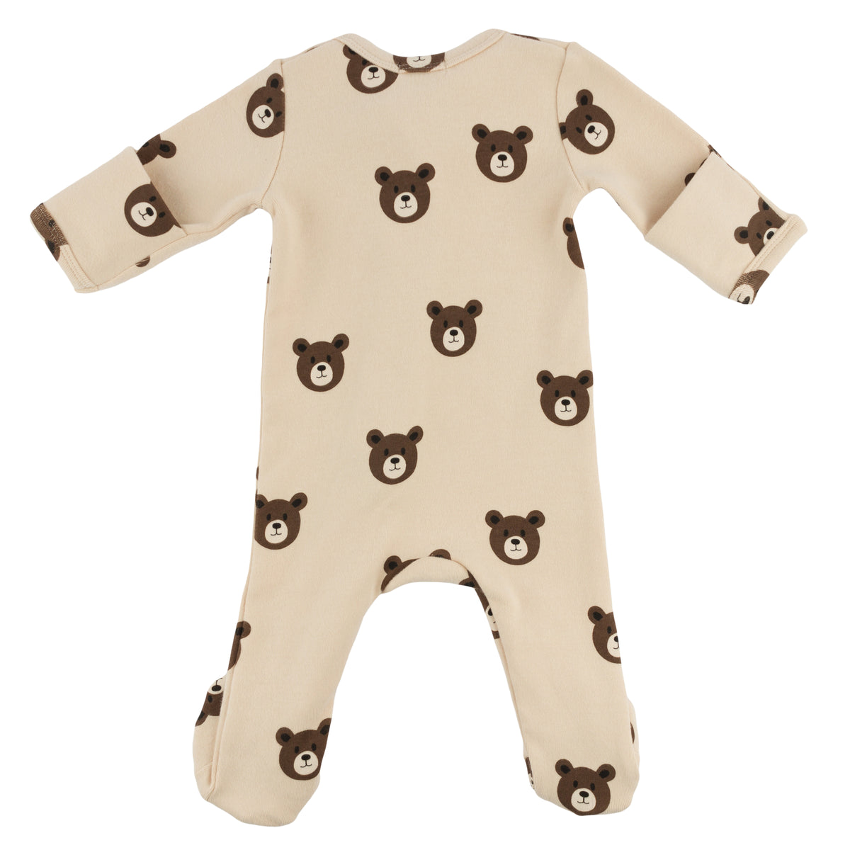 oh baby! Zipper Footie - Bear Faces - Shortbread - Back