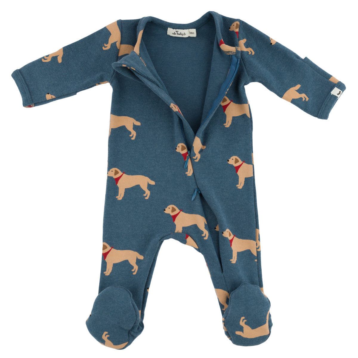 oh baby! Zipper Footie - Labs - Ocean - Open