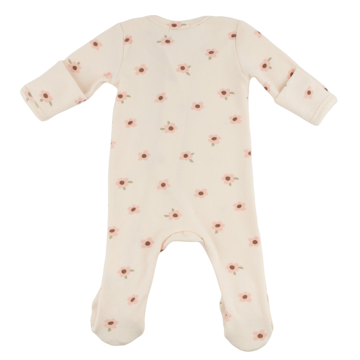 oh baby! Zipper Footie - Daisies - Natural - Back