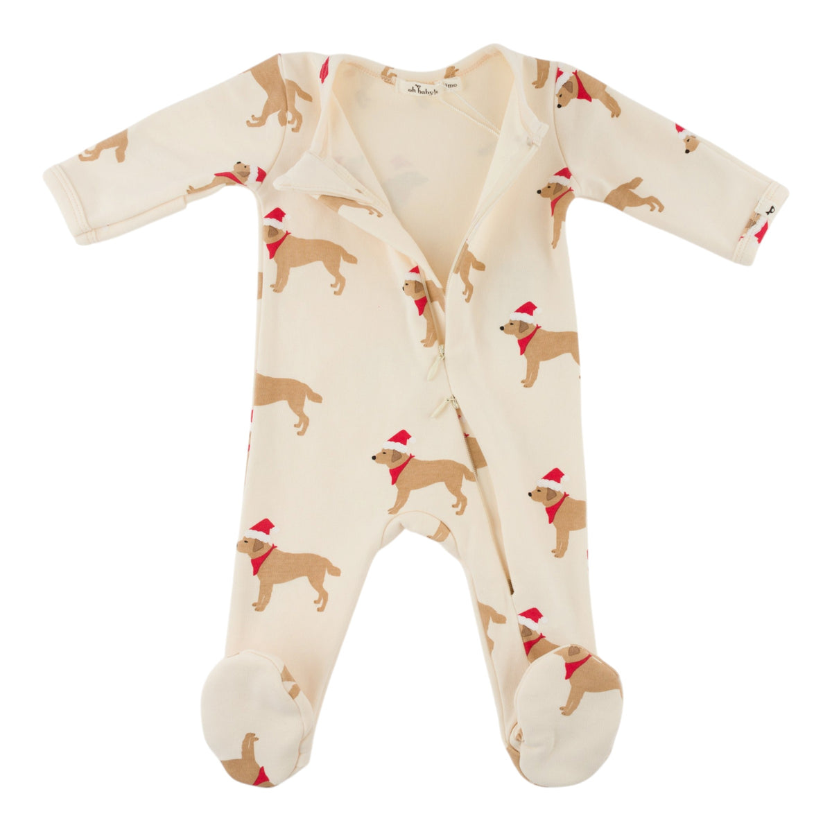 oh baby! Zipper Footie - Santa Labs - Sugar Cookie - open