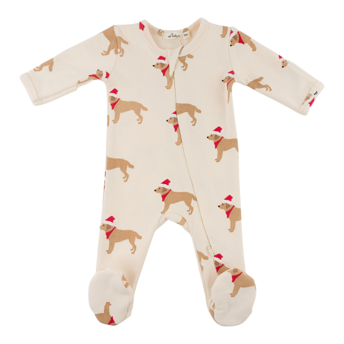 oh baby! Zipper Footie - Santa Labs - Sugar Cookie - front