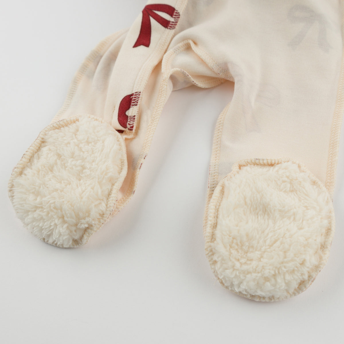 oh baby! Zipper Footie - Pink Cherry Bows - Natural - oh baby!