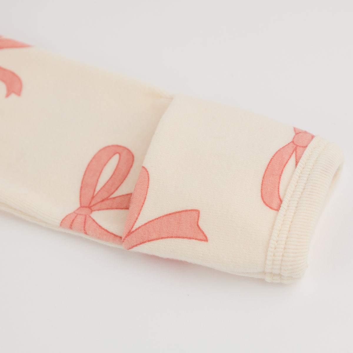 oh baby! Zipper Footie - Pink Bows - Natural - Mitts