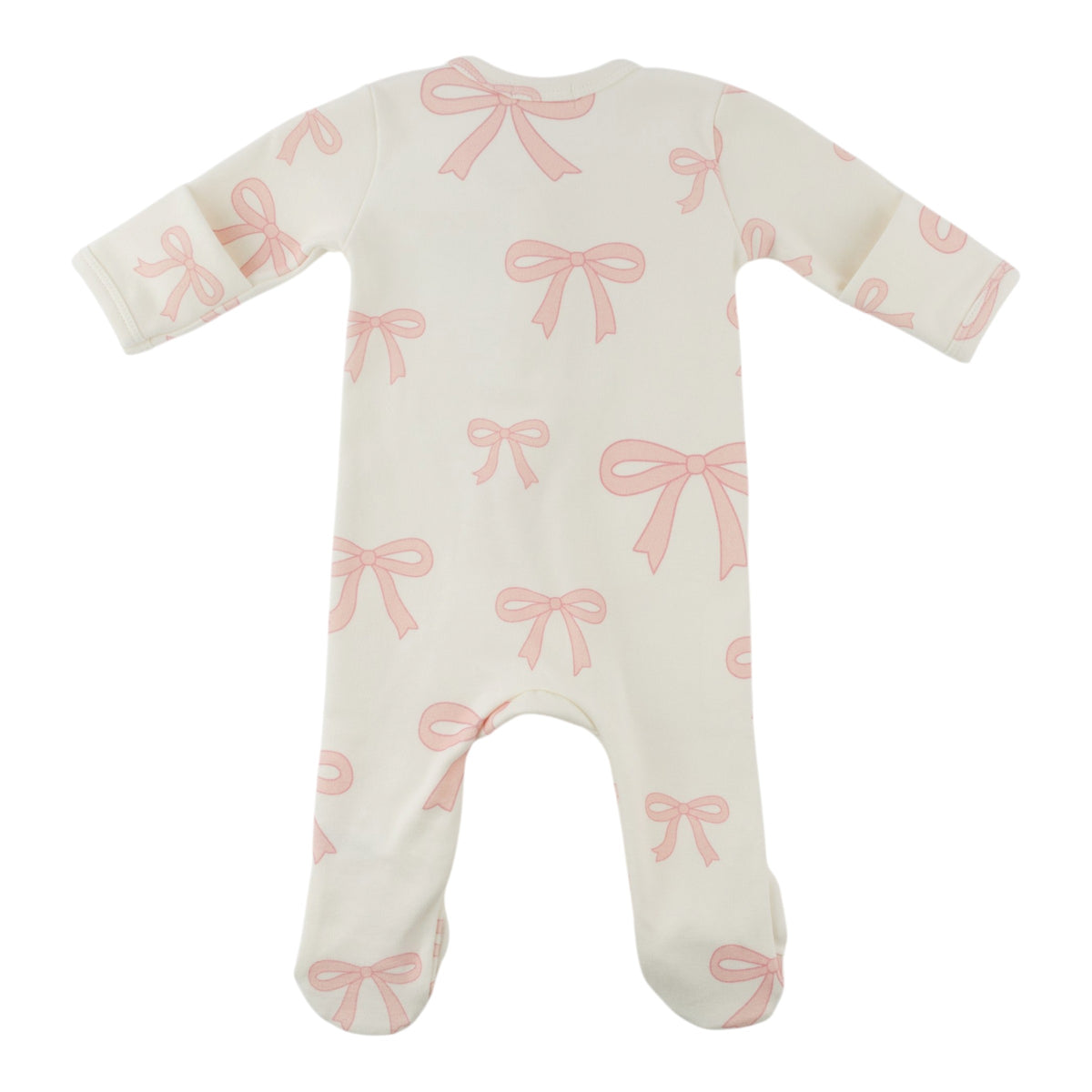 oh baby! Zipper Footie - Bows - Oyster - Back