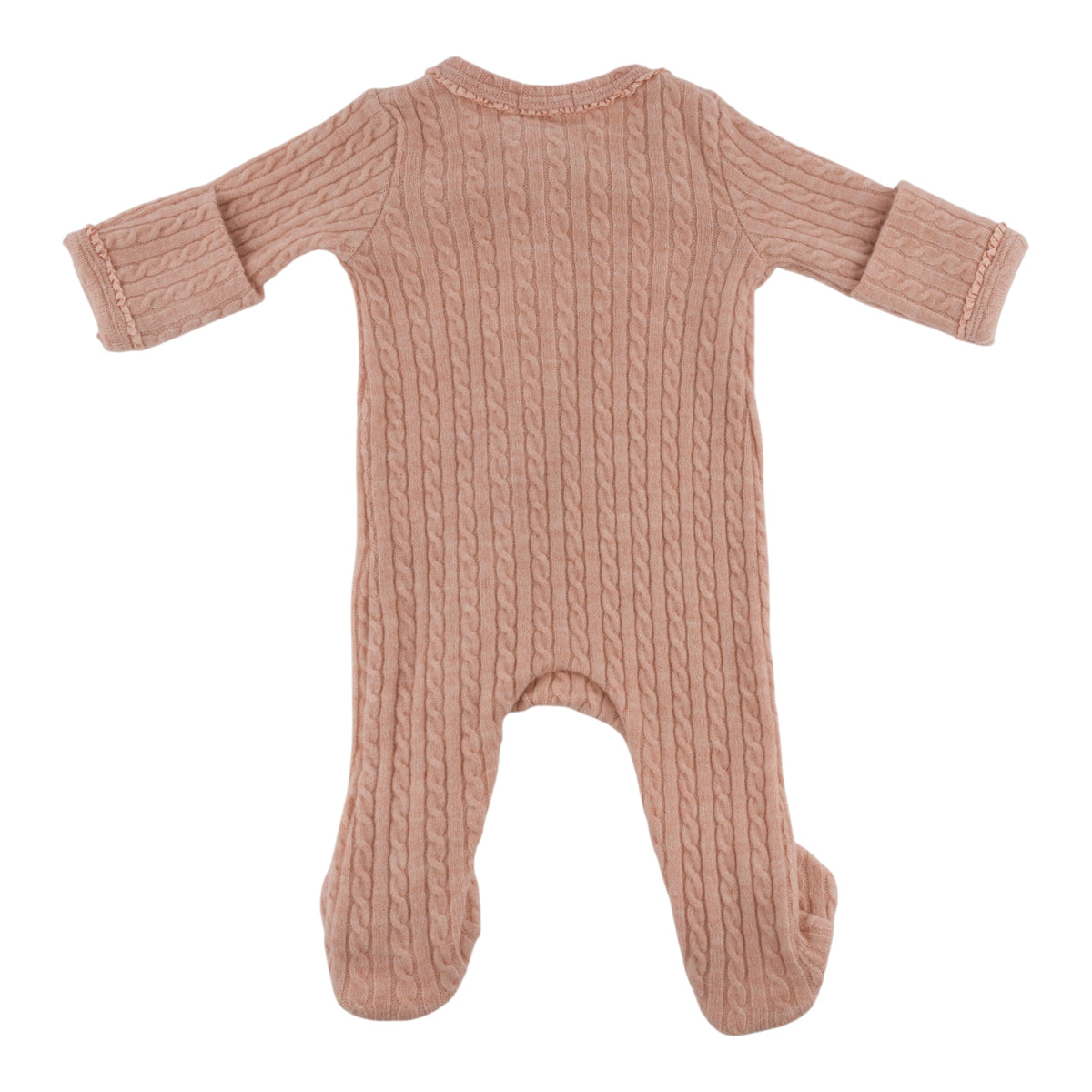 oh baby! Cable Knit Pocket Zipper Footie - Pale Pink - Back