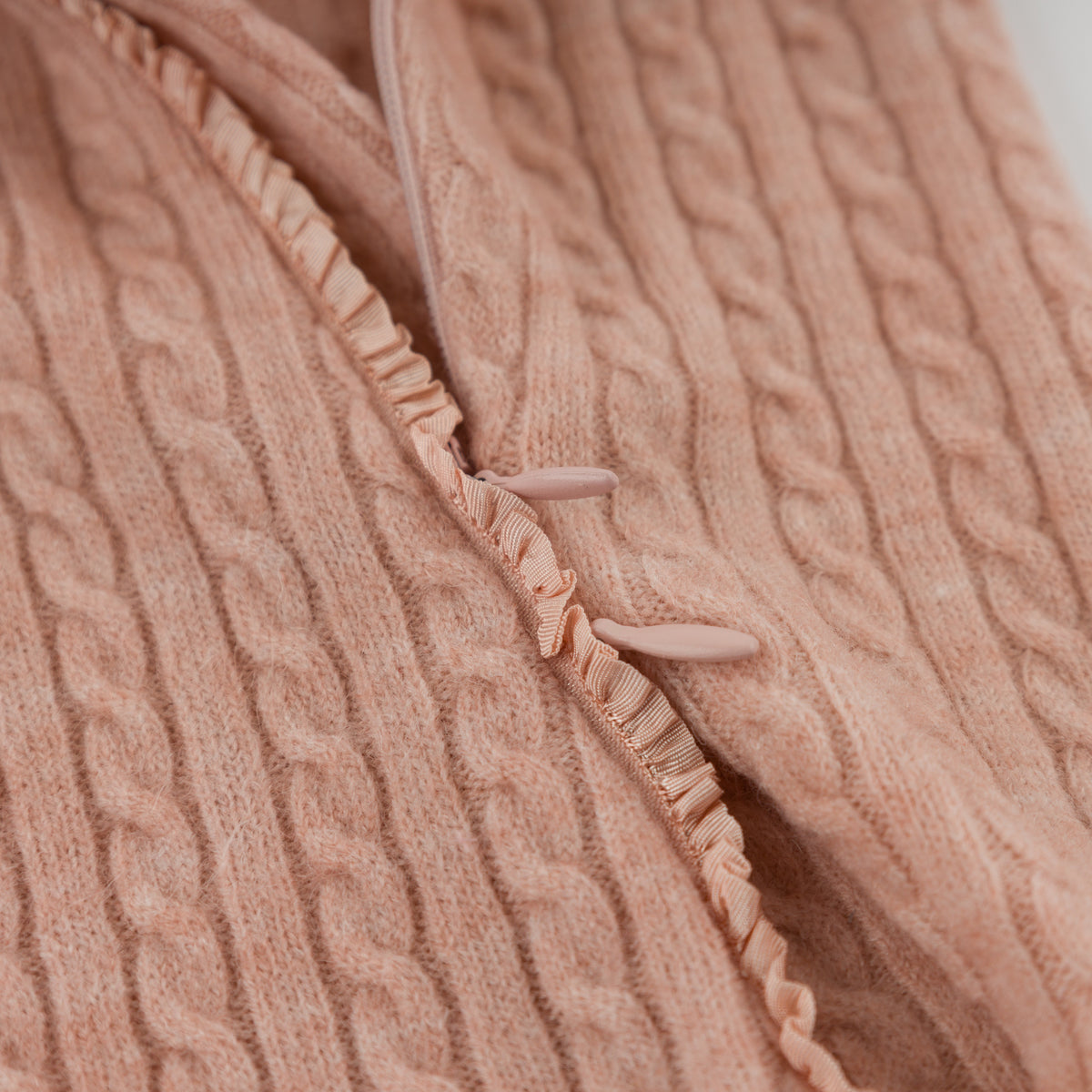 oh baby! Cable Knit Pocket Zipper Footie - Pale Pink - Two Way Zipper