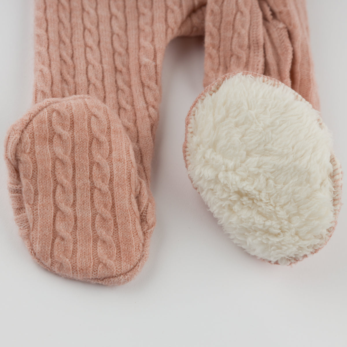 oh baby! Cable Knit Pocket Zipper Footie - Pale Pink - Footie Lining
