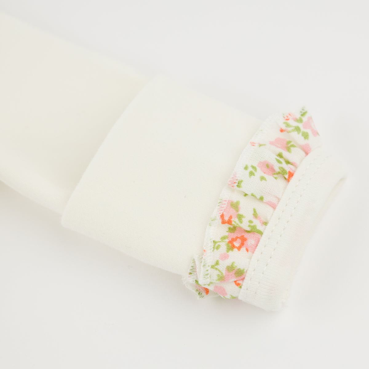 oh baby! Ruffle Footie - Blush Poppy Sprig - Oyster - Sleeve