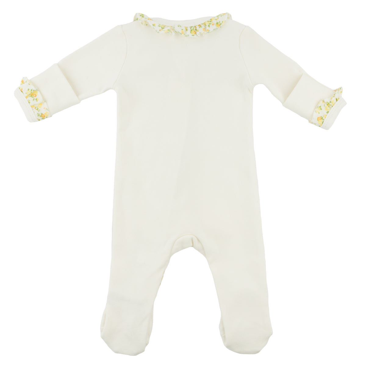 oh baby! Ruffle Footie - Lemon Poppy Sprig - Oyster - Back