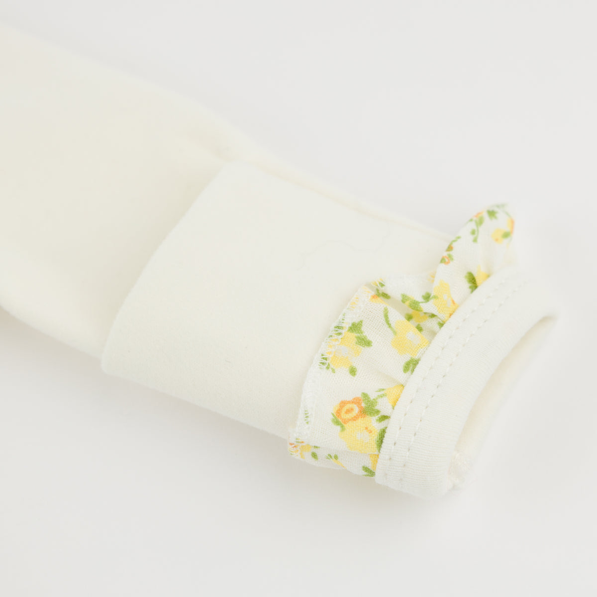 oh baby! Ruffle Footie - Lemon Poppy Sprig - Oyster - Ruffle Mitts