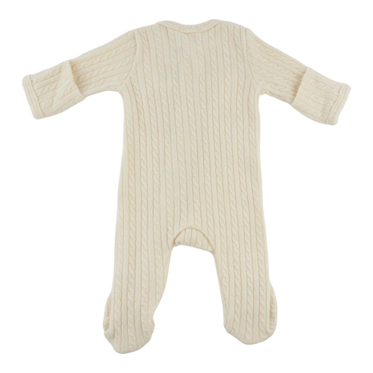 oh baby! Cable Knit Pocket Zipper Footie - Natural - Back