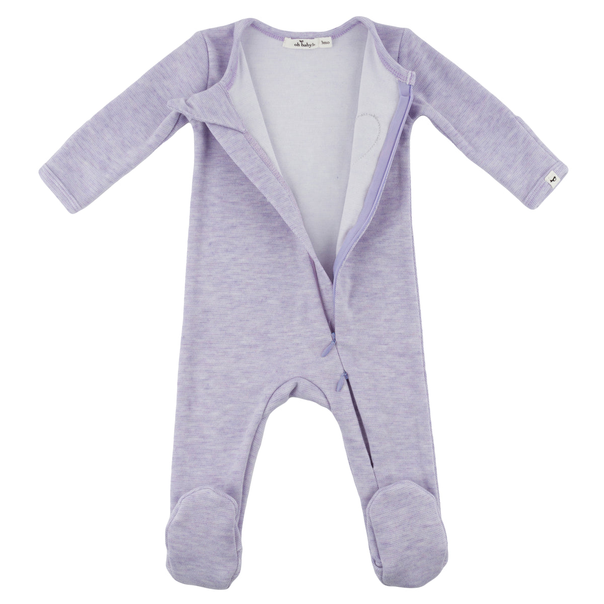 oh baby! Honeycomb Heart Patch Zipper Footie - Wisteria - Zipper