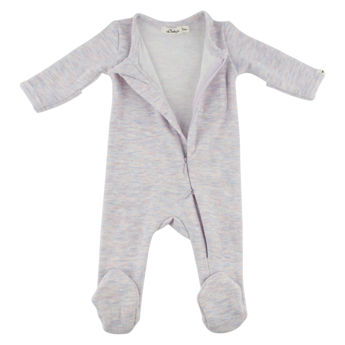 oh baby! Honeycomb Zipper Footie with Pocket - Lilac Rose - Zipper Open