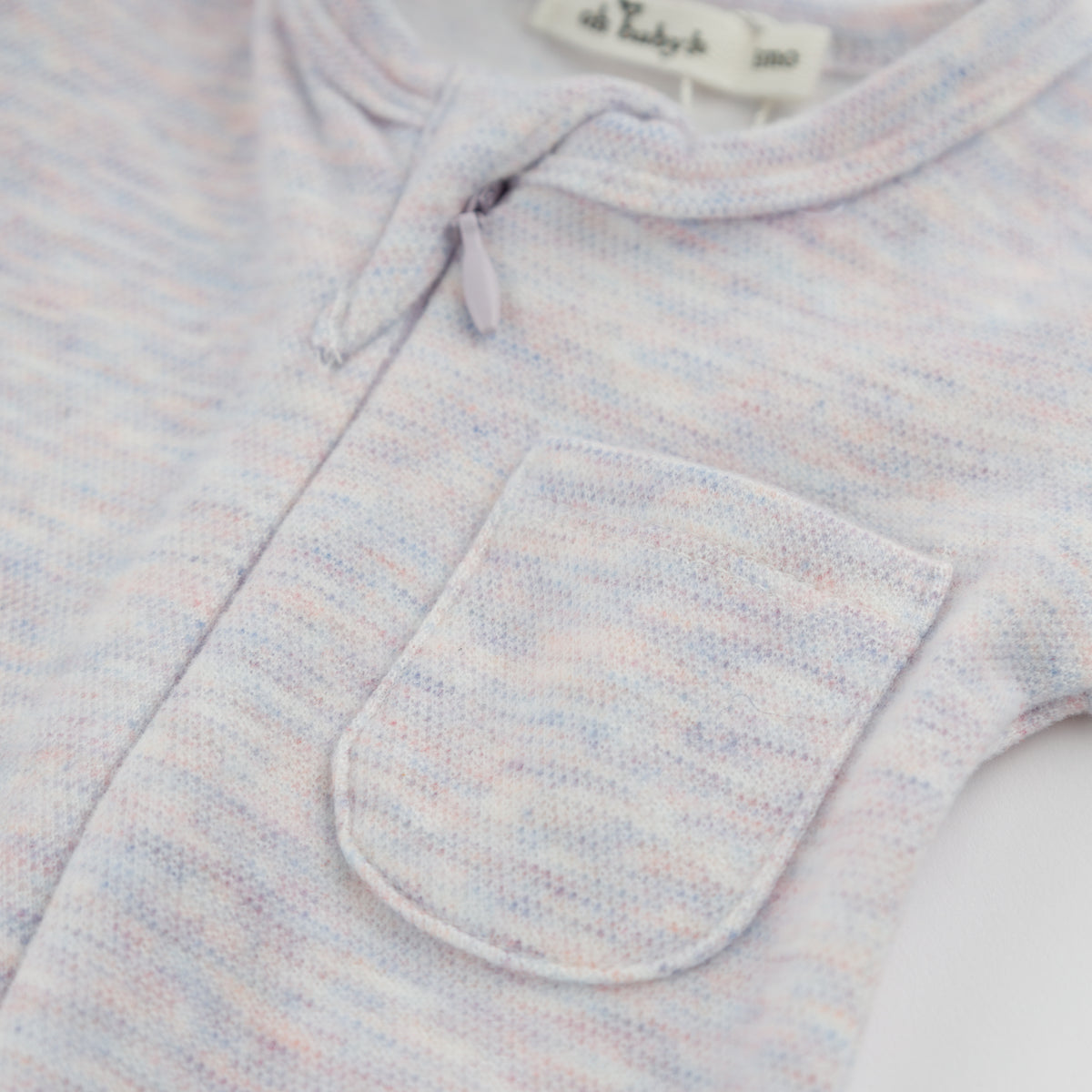 oh baby! Honeycomb Zipper Footie with Pocket - Lilac Rose - Pocket close