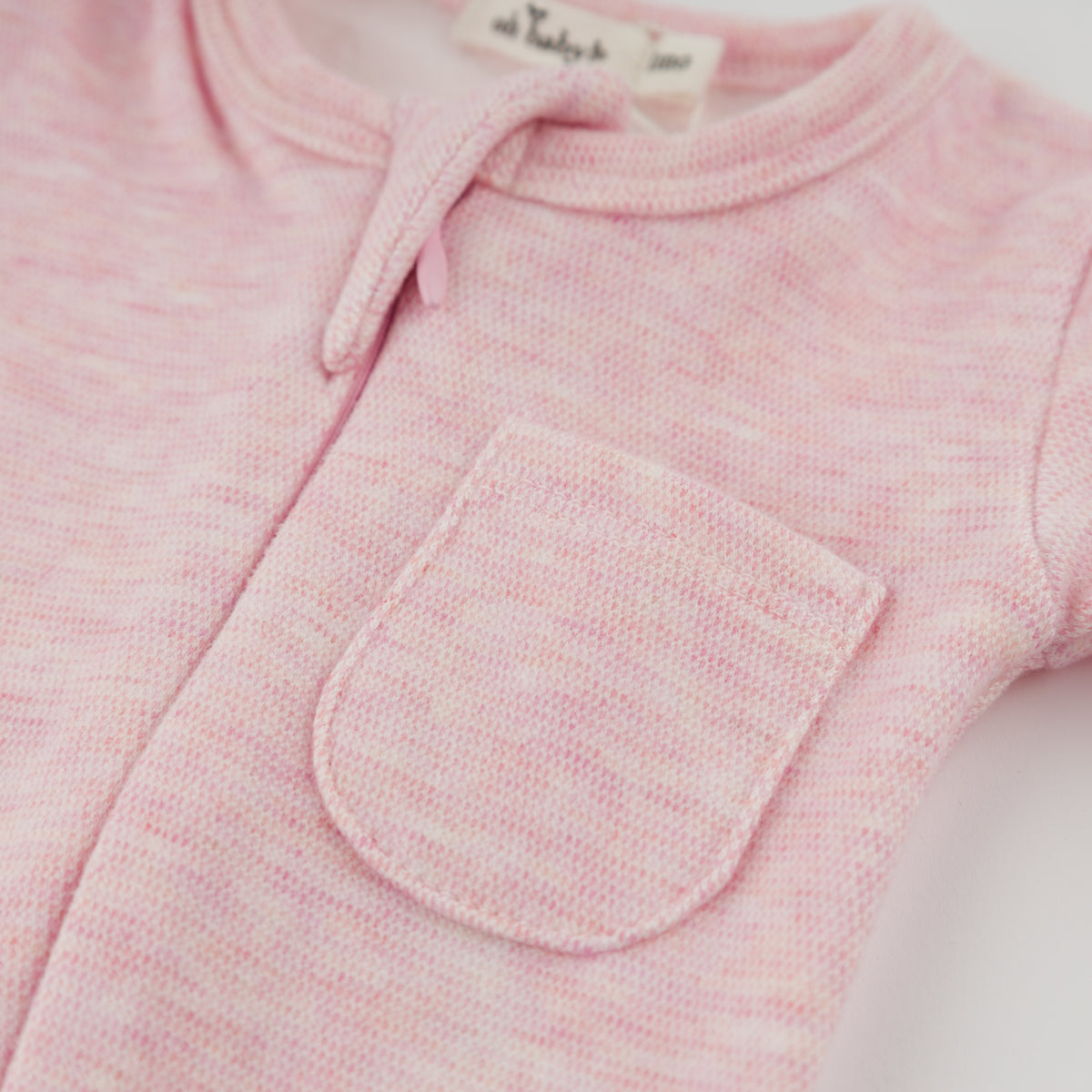 oh baby! Honeycomb Zipper Footie with Pocket - Pale Pink - Pocket