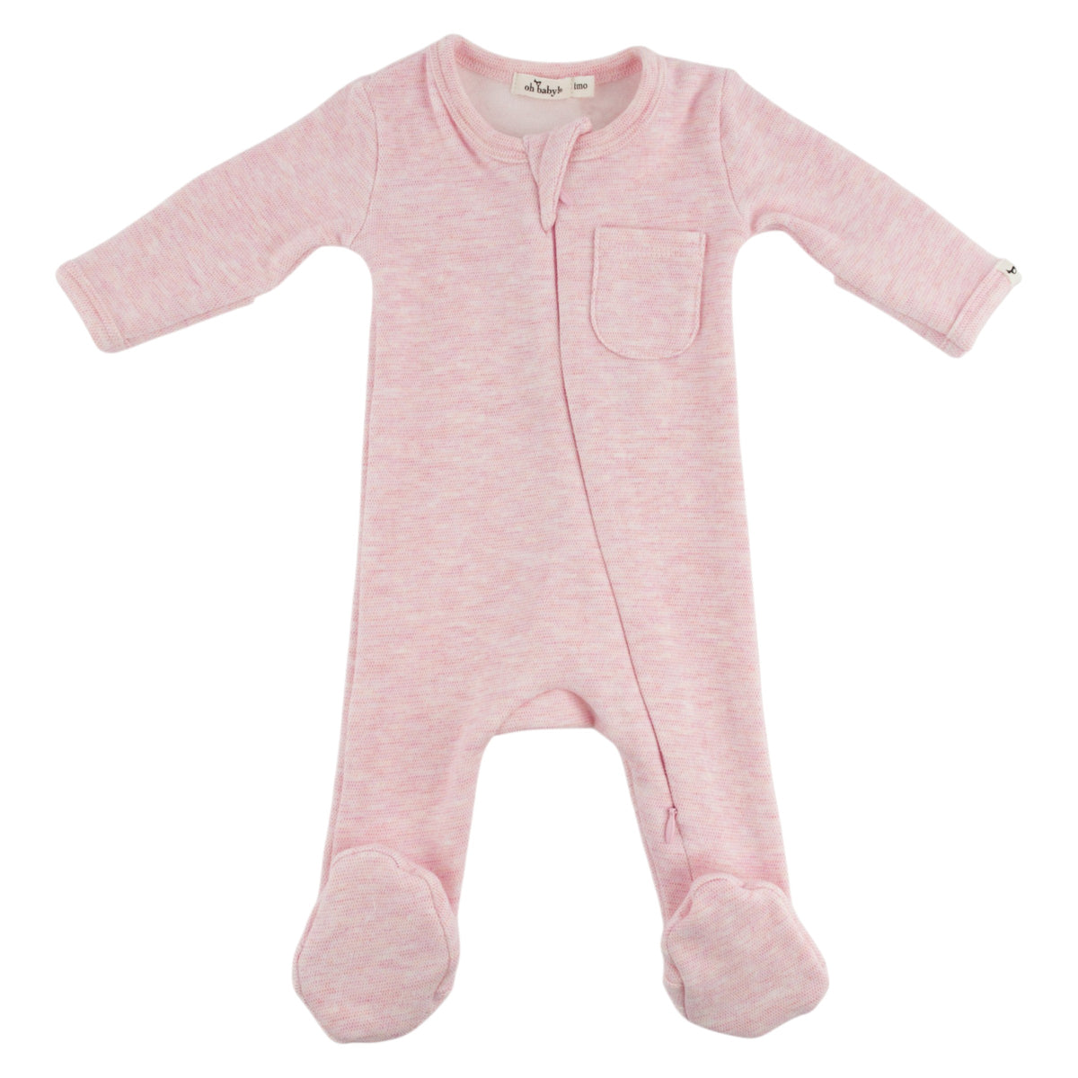 oh baby! Honeycomb Zipper Footie with Pocket - Pale Pink