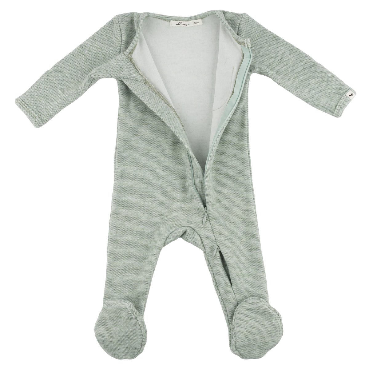 oh baby! Honeycomb Zipper Footie with Pocket - Spruce - oh baby!