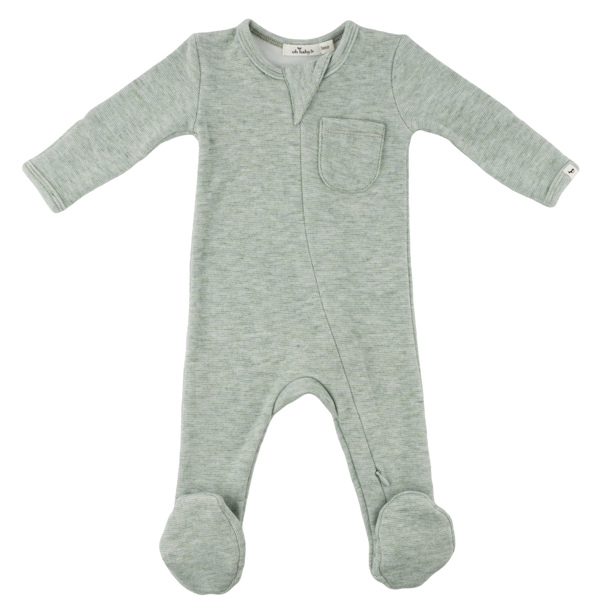 oh baby! Honeycomb Zipper Footie with Pocket - Spruce - oh baby!
