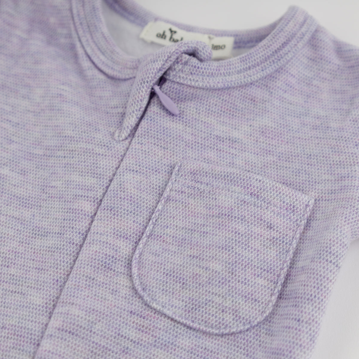 oh baby! Honeycomb Zipper Footie with Pocket - Wisteria - Pocket