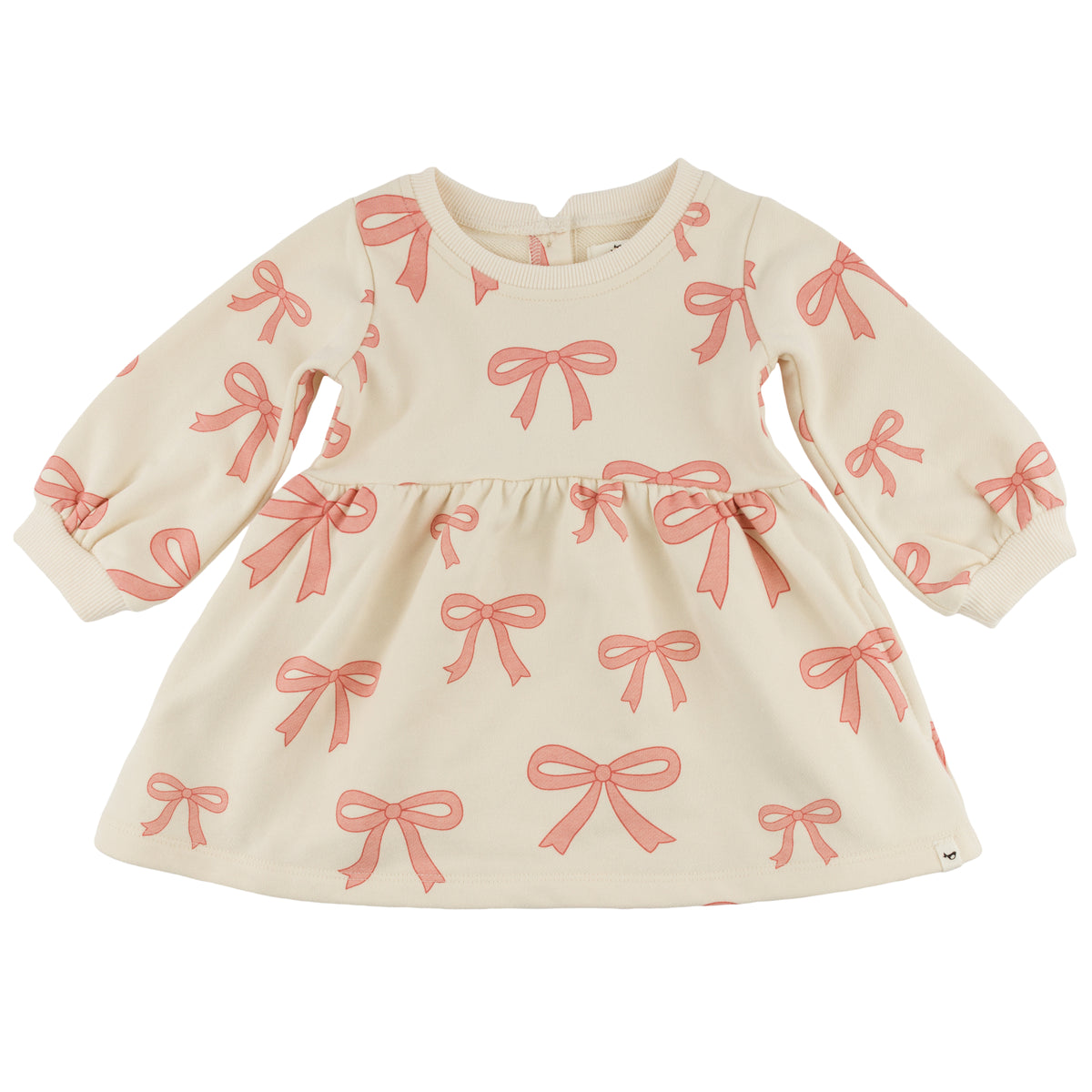 oh baby! French Terry Josephine Dress - Pink Bows - Natural