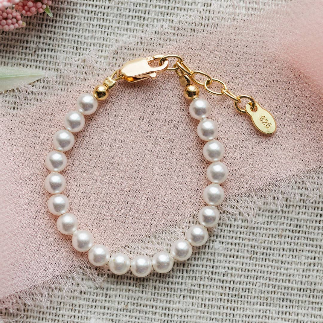 Audrey 14K Gold-Plated Pearl Child's Bracelet - Soft White