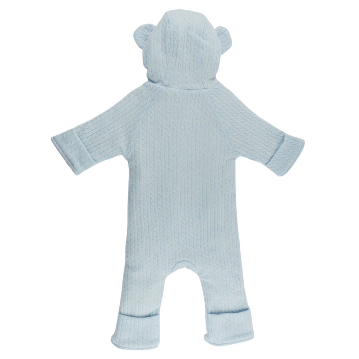 oh baby! Teddy Bunting - Cable Knit - Sky Blue - Back