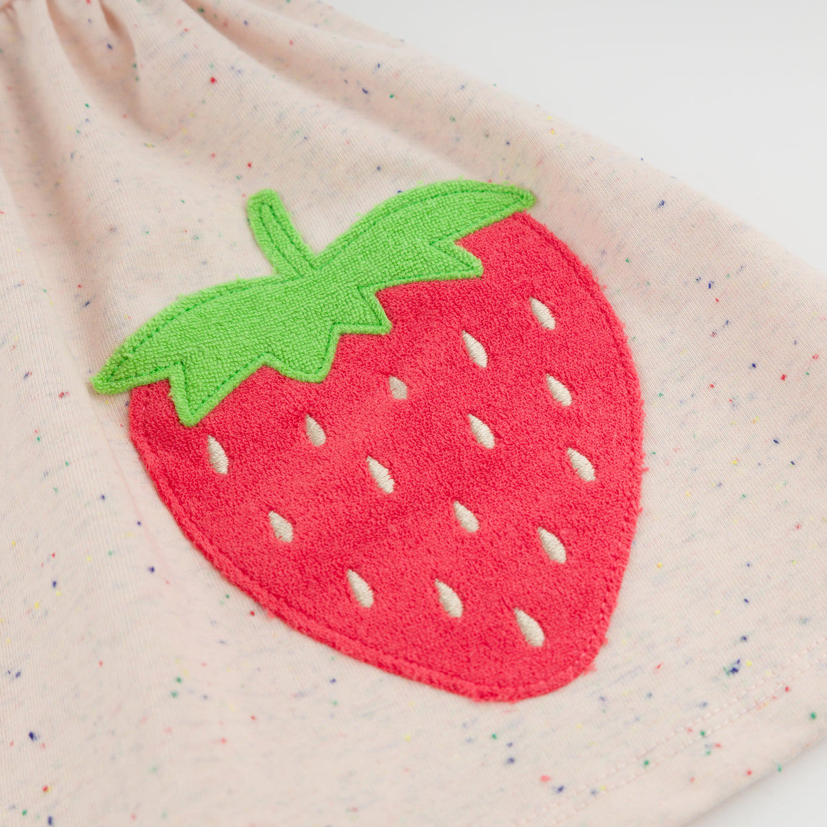 oh baby! Confetti Tank Dress - Strawberry Applique - Pale Pink