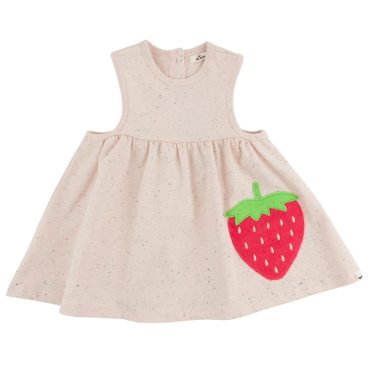 oh baby! Confetti Tank Dress - Strawberry Applique - Pale Pink