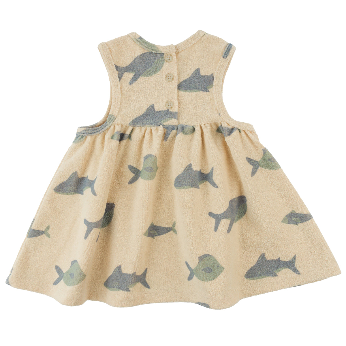 oh baby! Terry Tank Dress  - Fish Print - Buff - Back