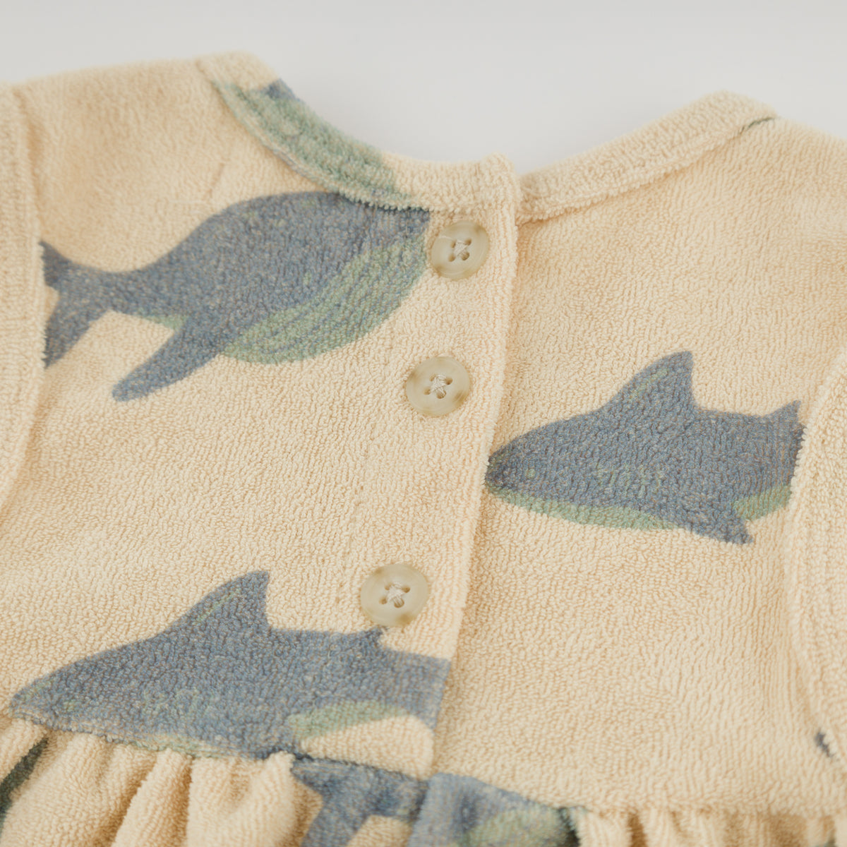 oh baby! Terry Tank Dress  - Fish Print - Buff - Back Buttons