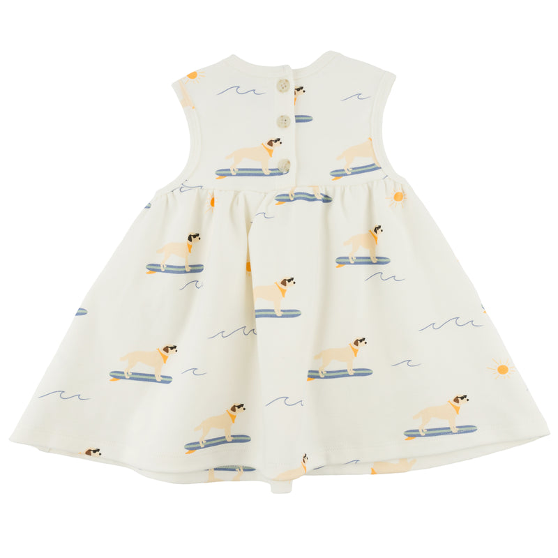 oh baby! Tank Dress -Surfing Dog Print - Oyster - Back Buttons