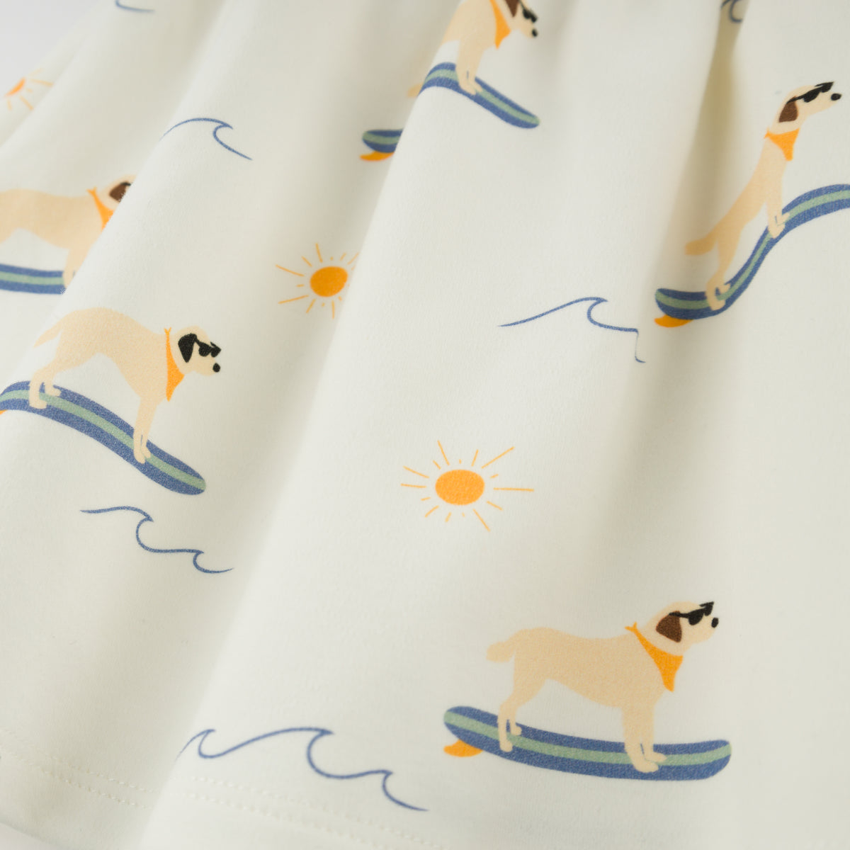 oh baby! Tank Dress -Surfing Dog Print - Oyster - Close Up