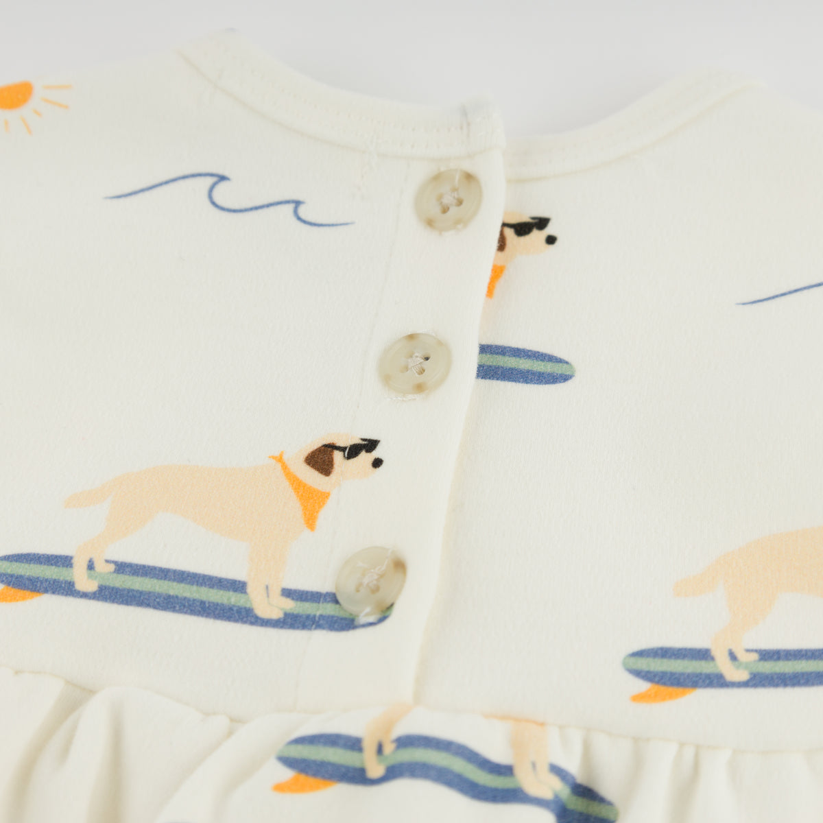 oh baby! Tank Dress -Surfing Dog Print - Oyster - Back