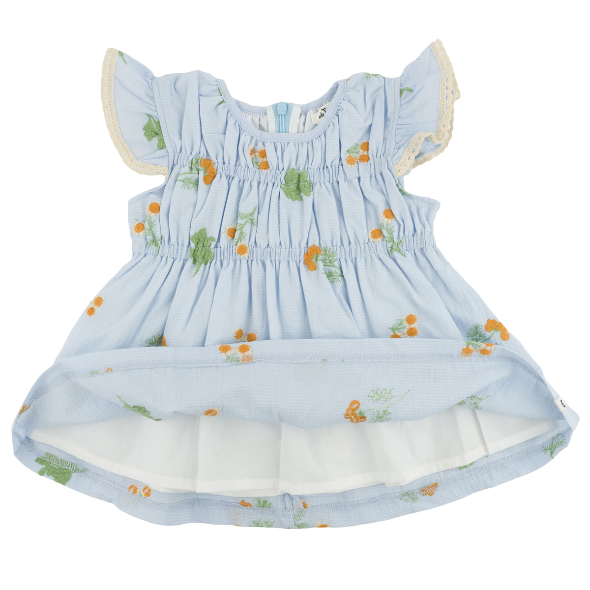 oh baby! April Flutter Sleeve Dress - Sunflower Bloom - Sky Blue