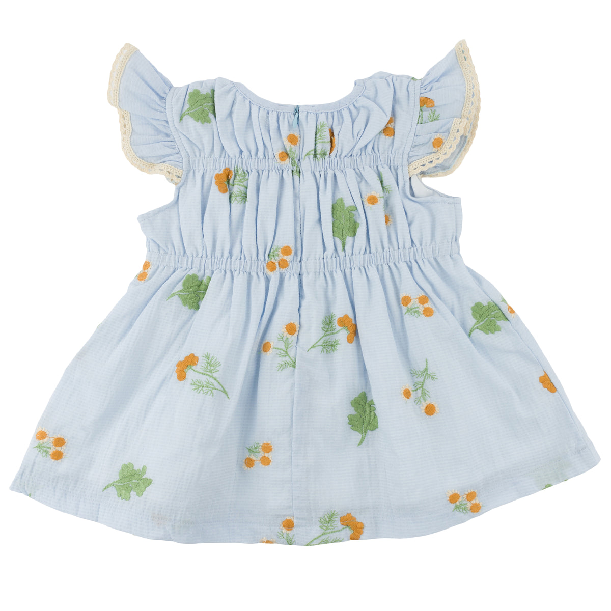 oh baby! April Flutter Sleeve Dress - Sunflower Bloom - Sky Blue