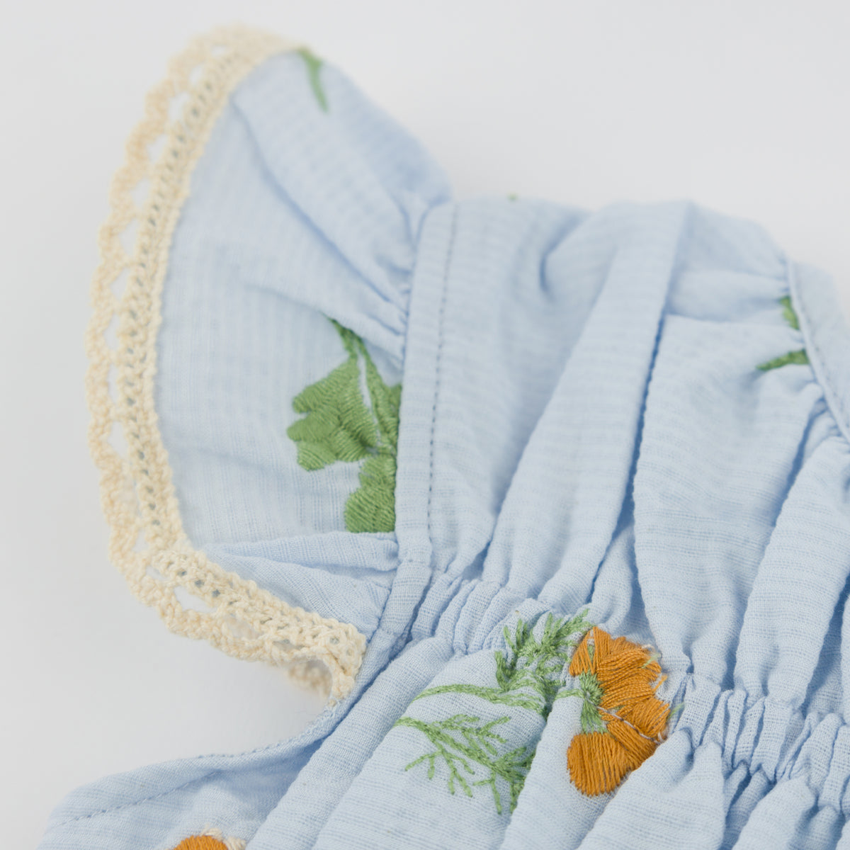 oh baby! April Flutter Sleeve Dress - Sunflower Bloom - Sky Blue