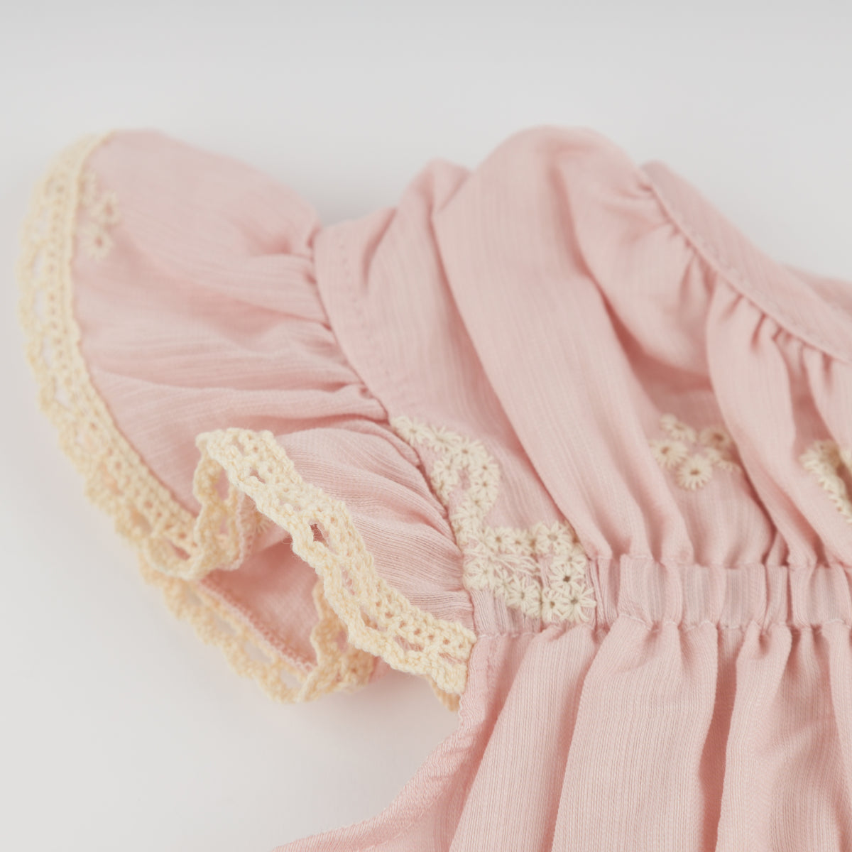 oh baby! April Flutter Sleeve Dress - Embroidery Bows - Dusty Pink - Sleeve