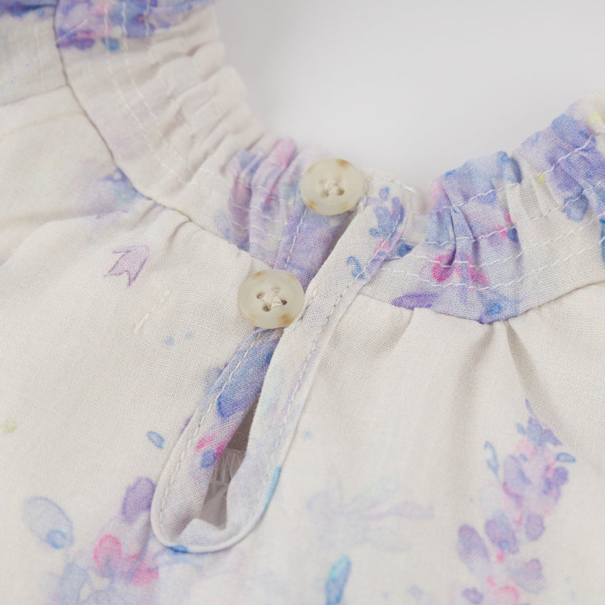 oh baby! Giselle Flutter Dress - Watercolor Lilacs - Lilac - Back Close-up