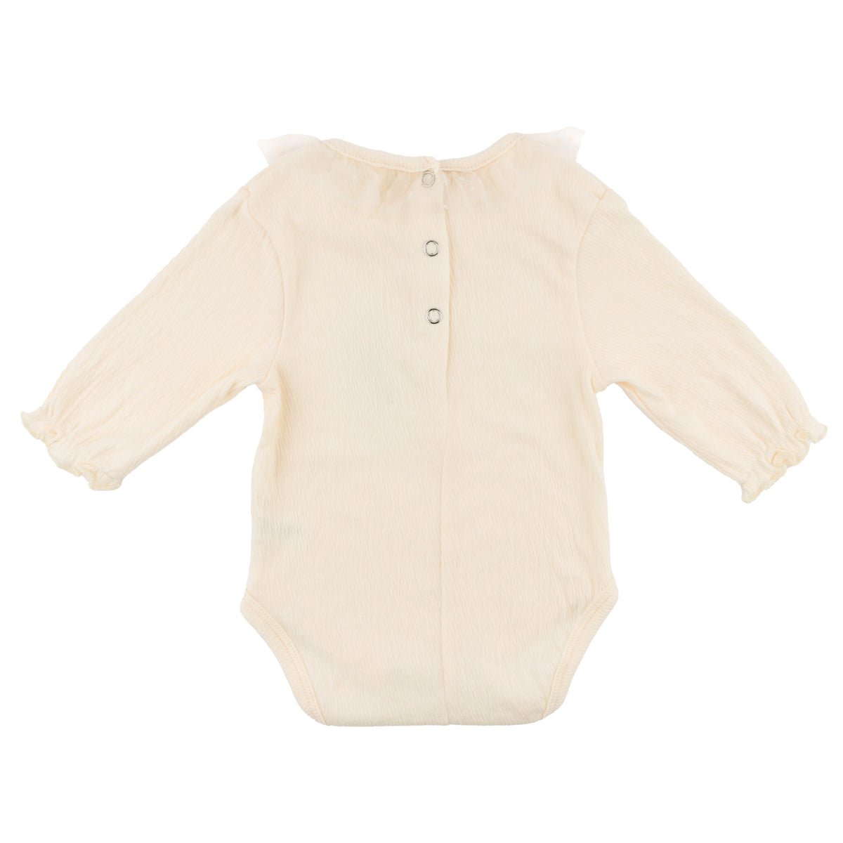 oh baby! Mini Velvet Dots Mesh Collar Puckered Onesie - Cream