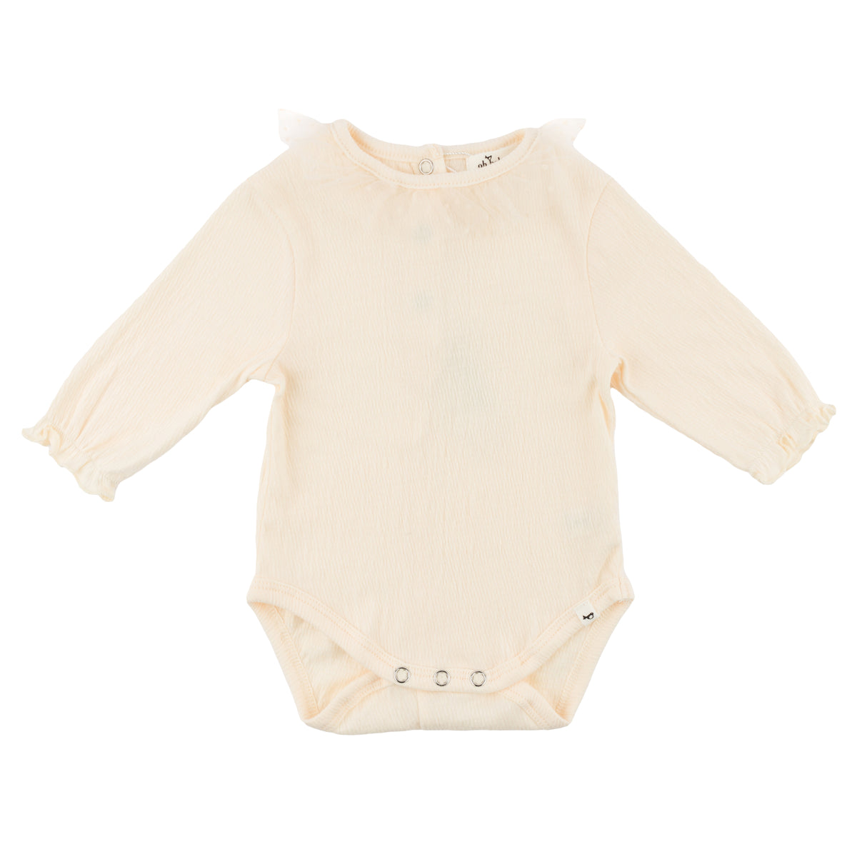 oh baby! Mini Velvet Dots Mesh Collar Puckered Onesie - Cream