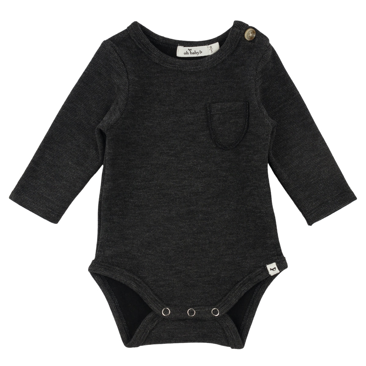 oh baby! Honeycomb Pocket Long Sleeve Onesie - Midnight
