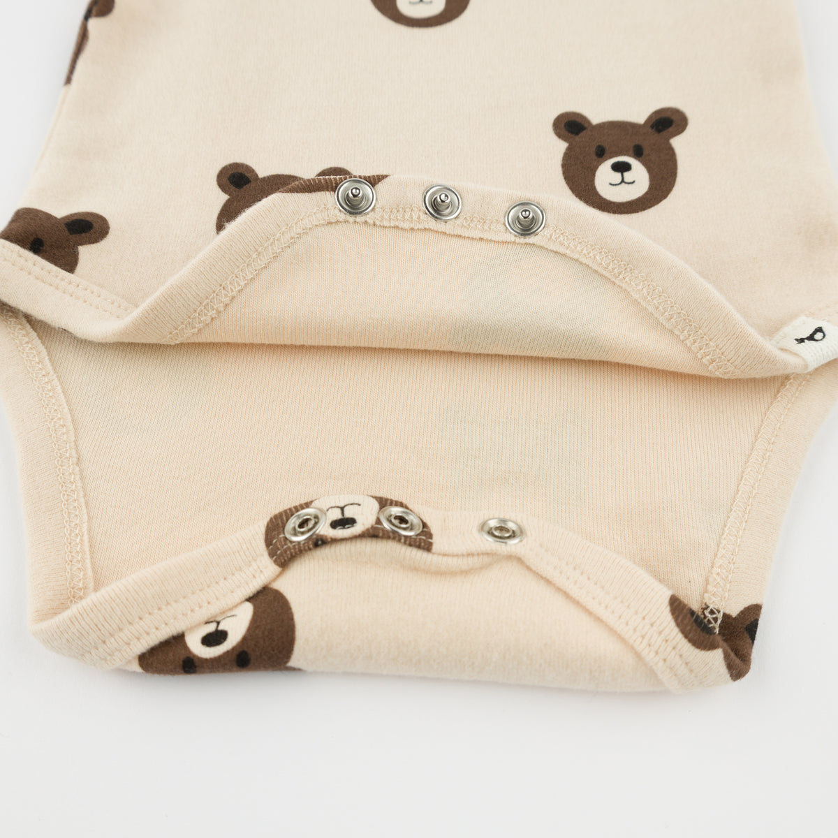 oh baby! Long Sleeve Pocket Onesie - Bear Faces - Shortbread - oh baby!