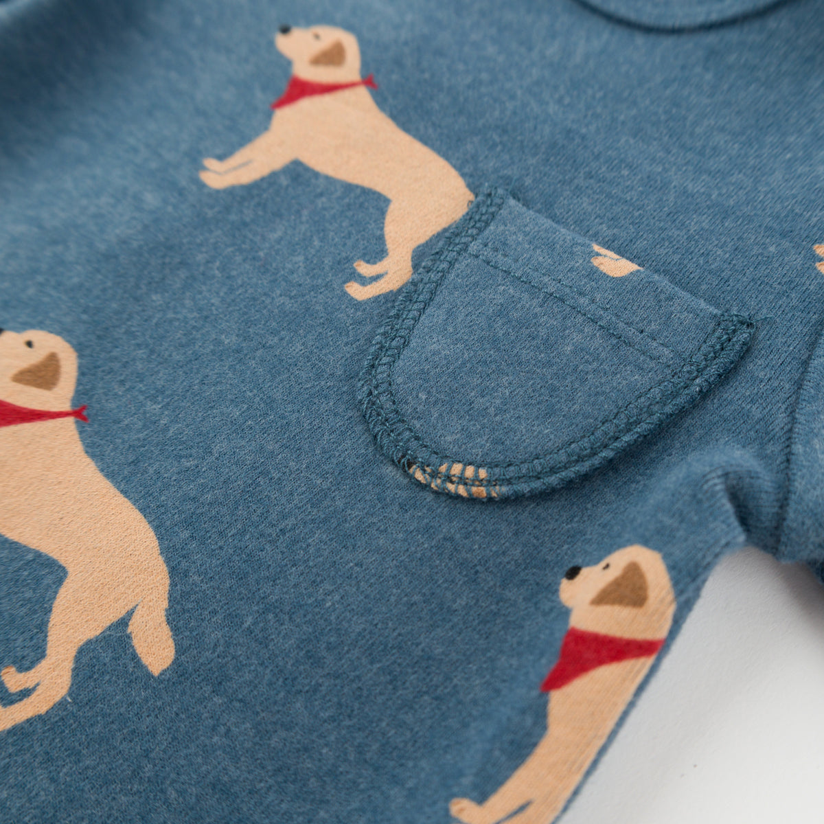 oh baby! Long Sleeve Pocket Onesie - Labs - Ocean - oh baby!
