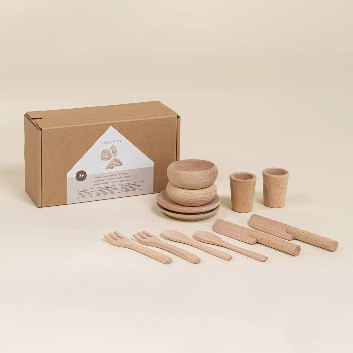 Wooden Dinnerware Playset  - with packaging box