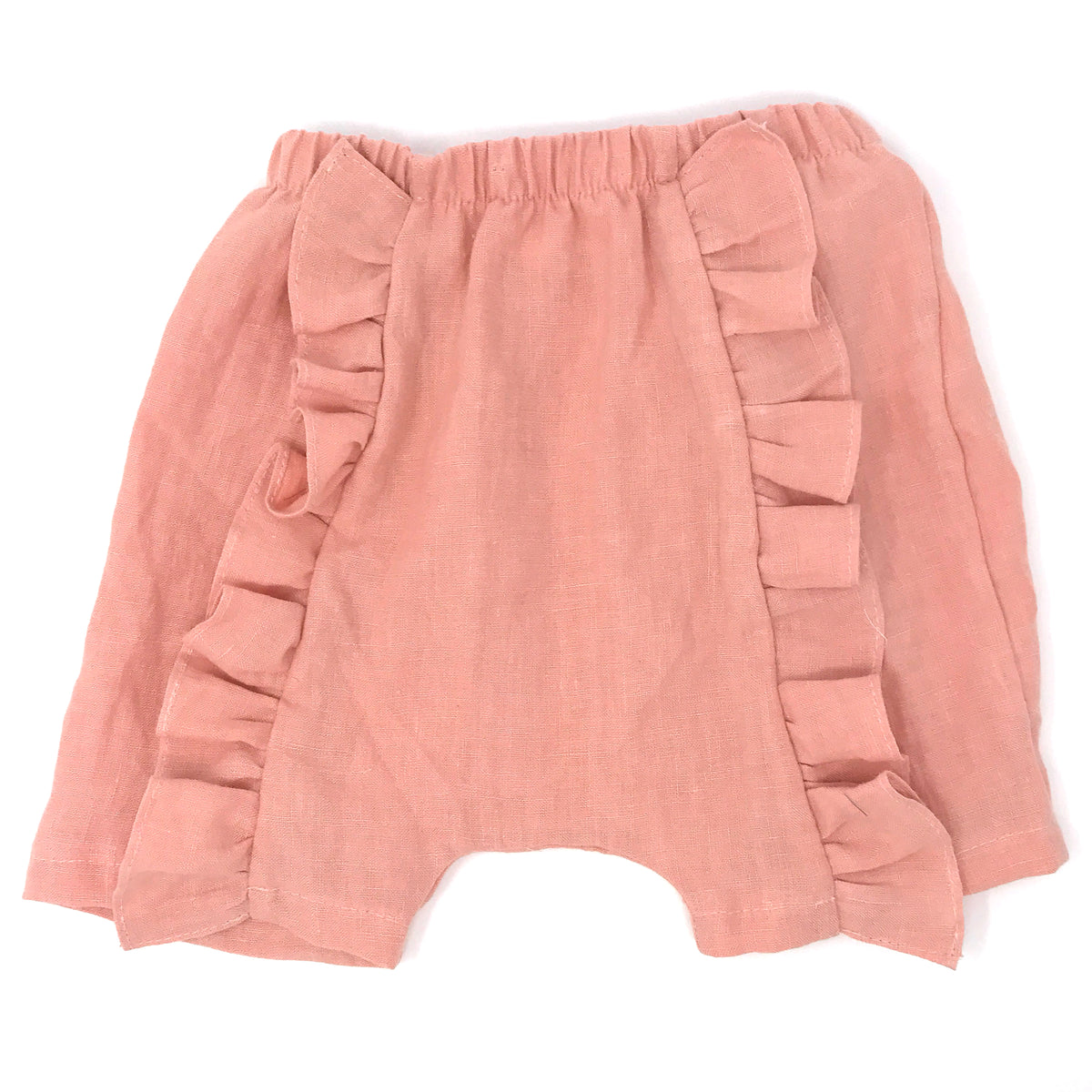 oh baby! Millie Ruffle Linen Shorts - Peony